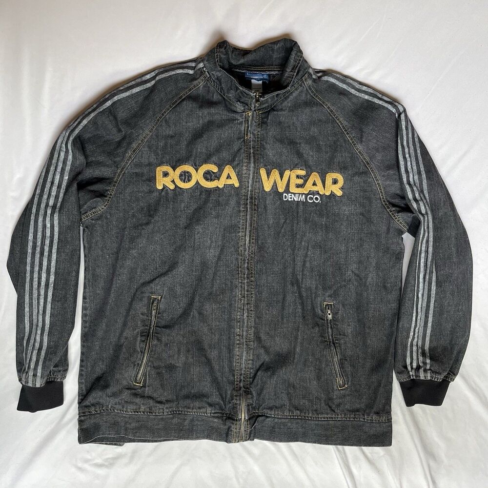 Vintage Y2K Rocawear Denim Jacket Mens 3XL  Full Zip Hip Hop Streetwear Spellout